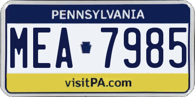 PA license plate MEA7985