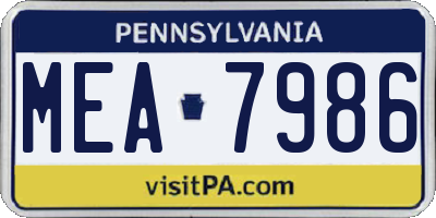 PA license plate MEA7986