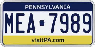PA license plate MEA7989