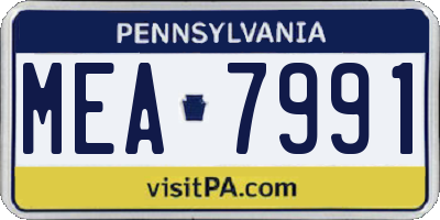 PA license plate MEA7991