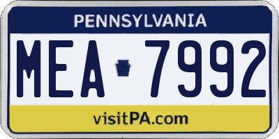 PA license plate MEA7992