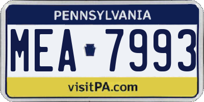 PA license plate MEA7993