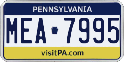 PA license plate MEA7995