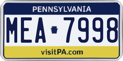PA license plate MEA7998