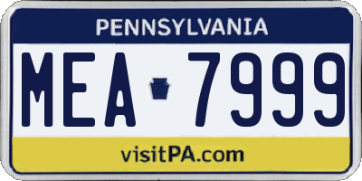 PA license plate MEA7999