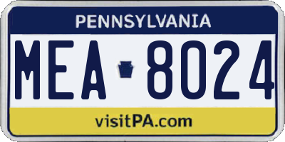 PA license plate MEA8024
