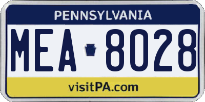 PA license plate MEA8028