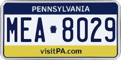 PA license plate MEA8029