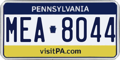 PA license plate MEA8044
