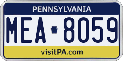 PA license plate MEA8059