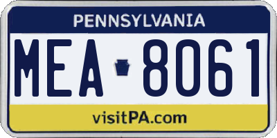 PA license plate MEA8061