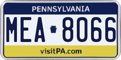 PA license plate MEA8066