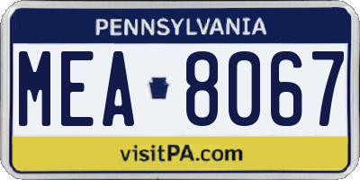 PA license plate MEA8067