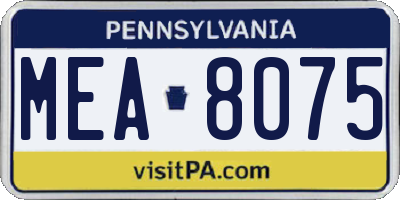PA license plate MEA8075