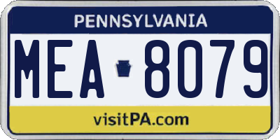 PA license plate MEA8079
