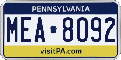 PA license plate MEA8092