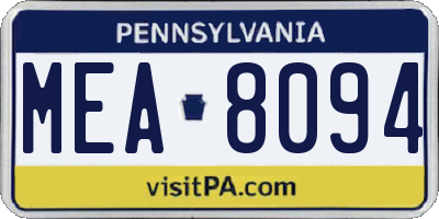 PA license plate MEA8094