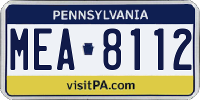 PA license plate MEA8112