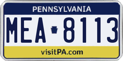PA license plate MEA8113