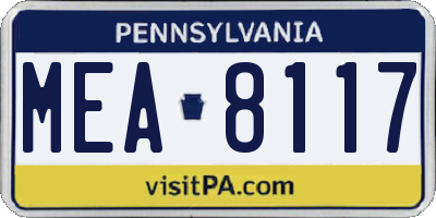 PA license plate MEA8117