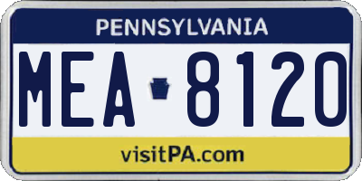 PA license plate MEA8120