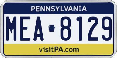 PA license plate MEA8129