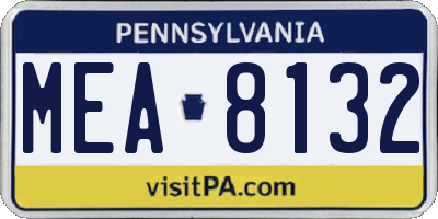 PA license plate MEA8132