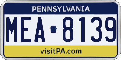 PA license plate MEA8139
