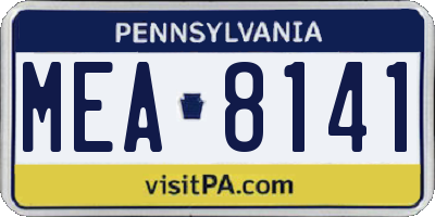 PA license plate MEA8141