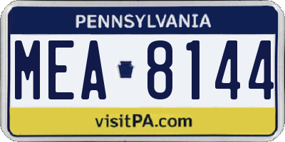 PA license plate MEA8144
