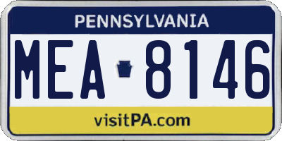 PA license plate MEA8146