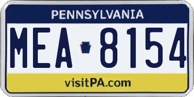 PA license plate MEA8154