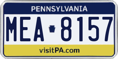 PA license plate MEA8157