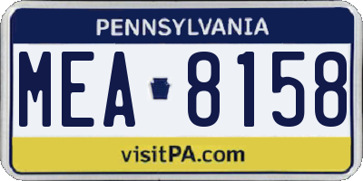 PA license plate MEA8158
