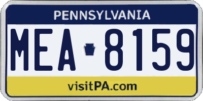PA license plate MEA8159
