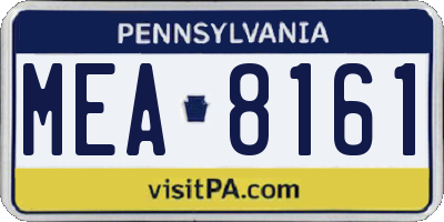 PA license plate MEA8161