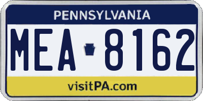 PA license plate MEA8162