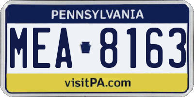 PA license plate MEA8163