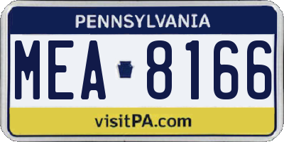 PA license plate MEA8166