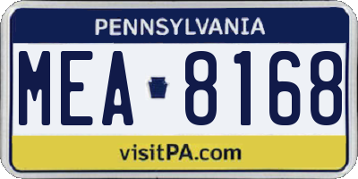 PA license plate MEA8168