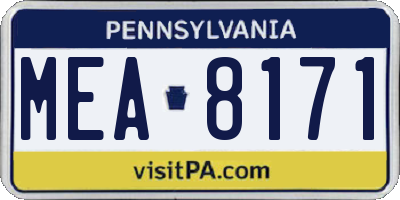 PA license plate MEA8171