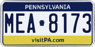 PA license plate MEA8173