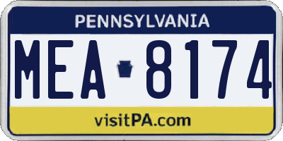 PA license plate MEA8174