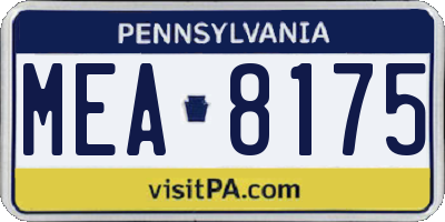 PA license plate MEA8175