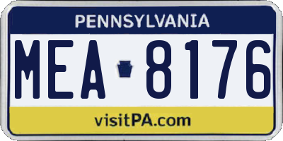 PA license plate MEA8176