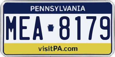 PA license plate MEA8179