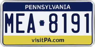 PA license plate MEA8191