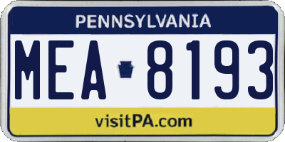 PA license plate MEA8193