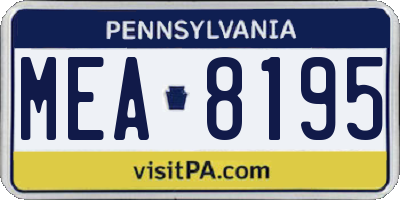 PA license plate MEA8195