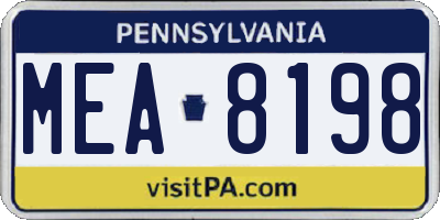 PA license plate MEA8198